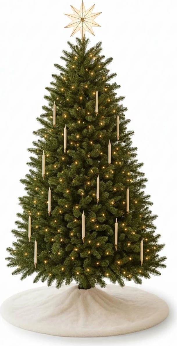 Qilim për pemë të Vitit të Ri, Evila Originals, ngjyrë e bardhë, 6 shirita