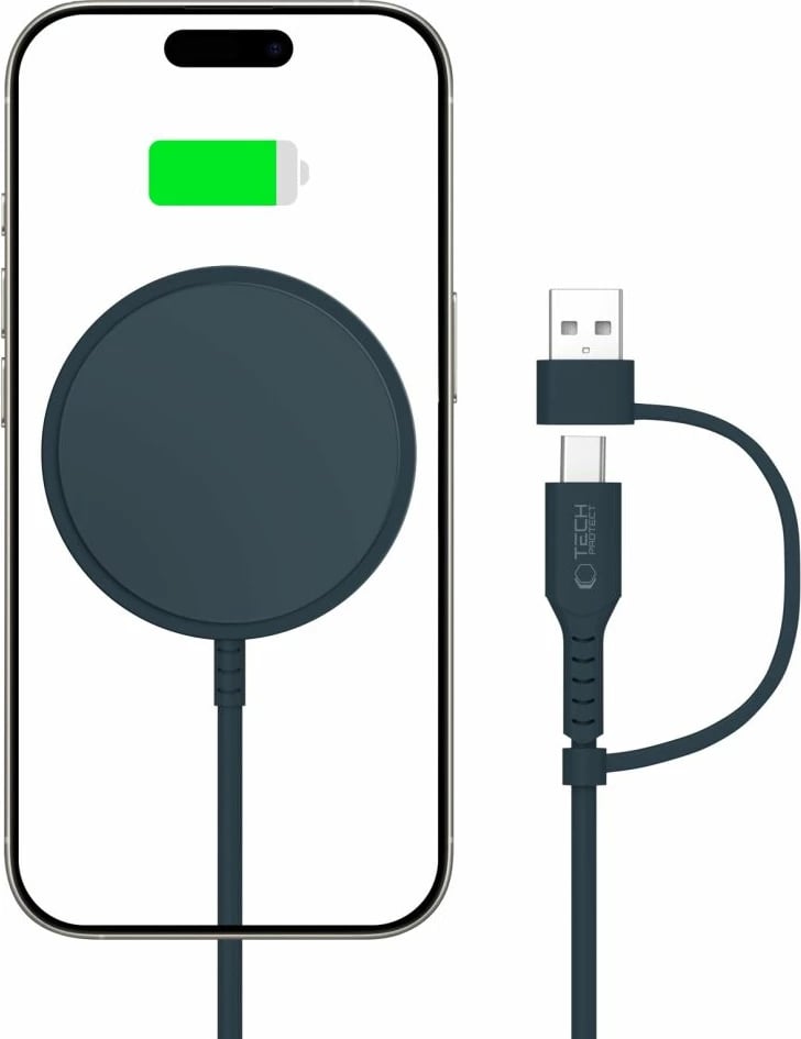 Karikues wireless magnetik Tech-Protect QI15W-A44 me MagSafe, Blu