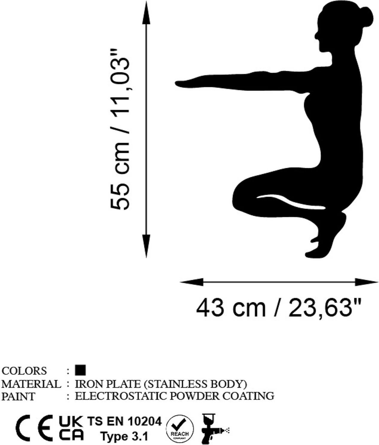 Aksesor dekorativ për mur, metal, Yoga 16, ngjyrë e zezë, 43x55cm