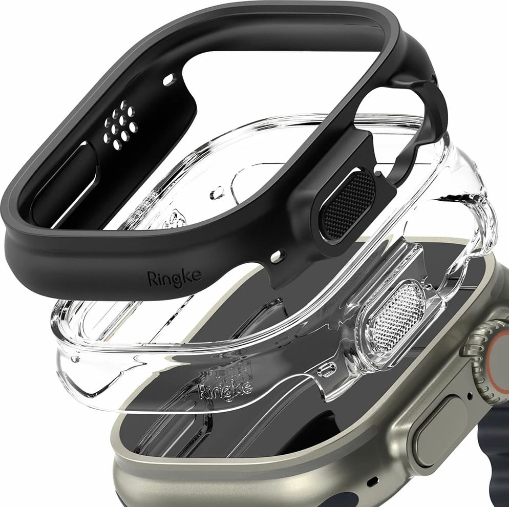 Mbështjellës Ringke Slim për Apple Watch Ultra 1/2 (49mm), 2 copë, Transparent dhe Mat Zi