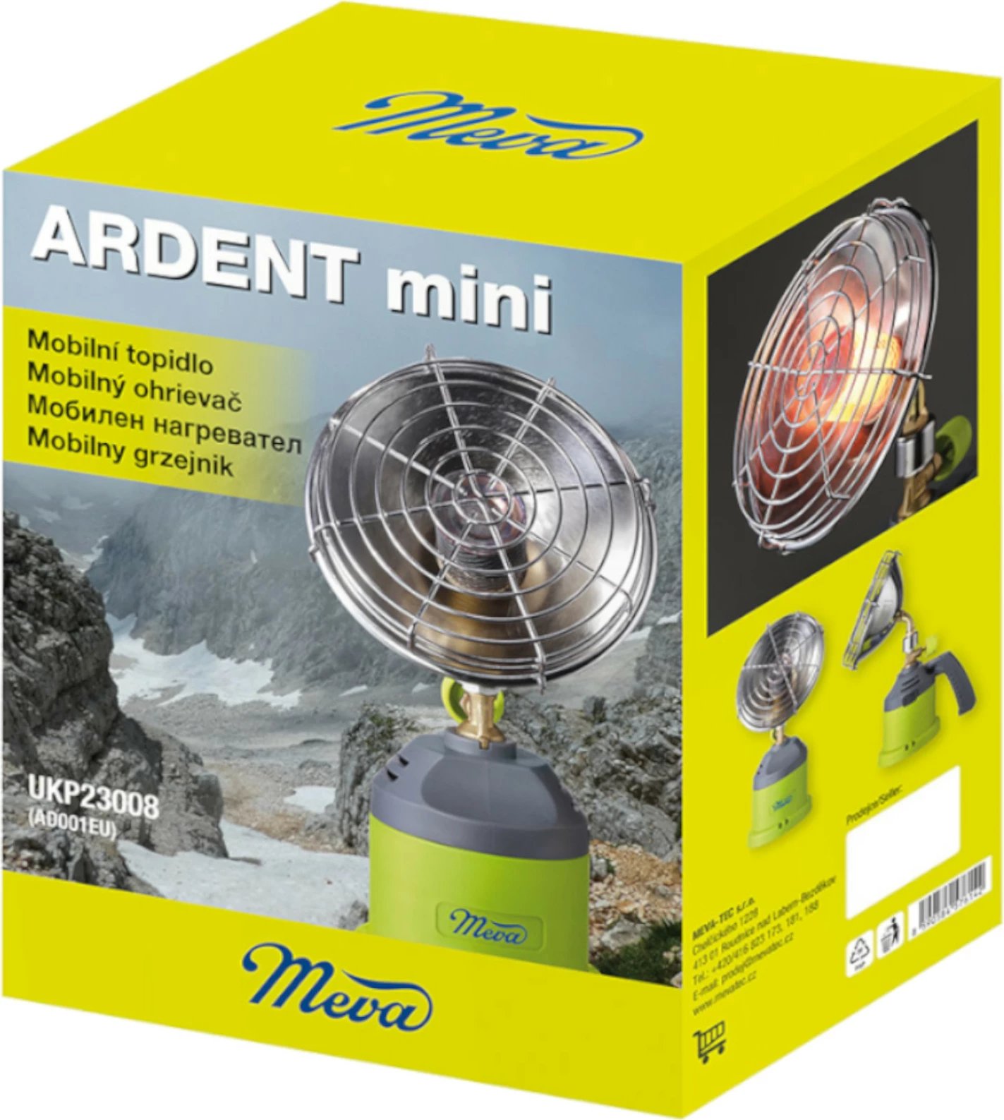 Ngrohës portativ me gaz Meva ARDENT MINI, 1kW, për kamping, Jeshil