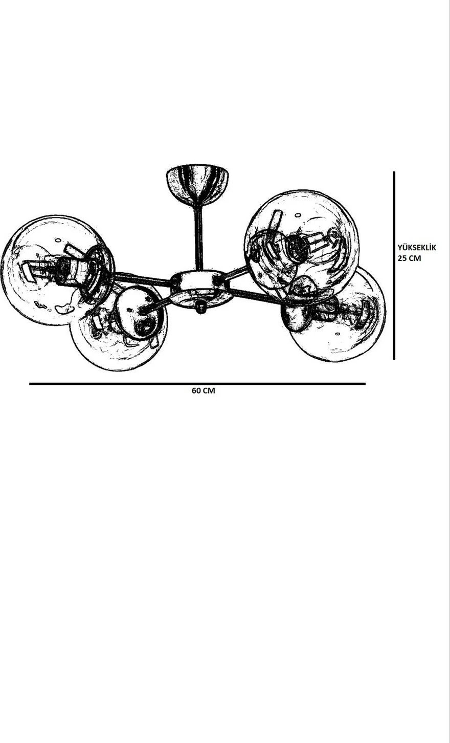 Llambë tavani Opviq Venüs, 4 llamba, qelq fume, bakër