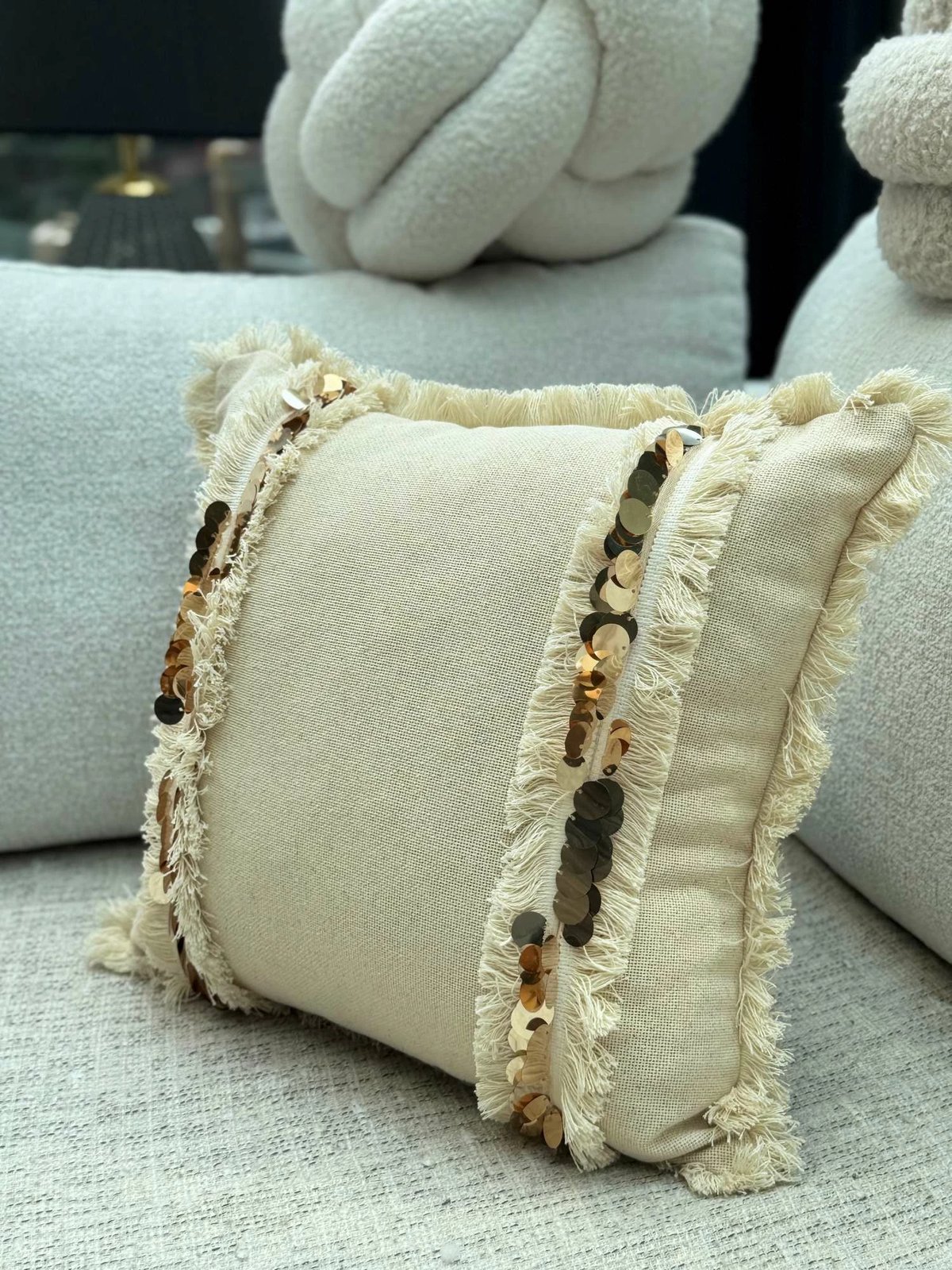 Jastëk dekorativ, mbulesë, bezhë, Evila Originals, KET008, 43x43cm