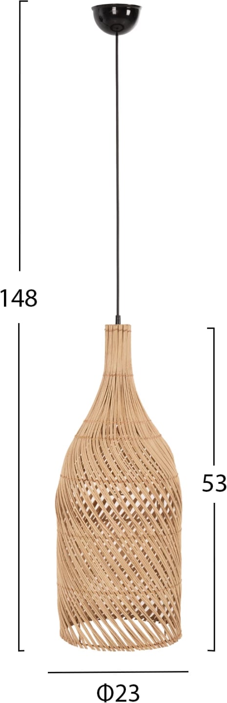 Llambë varëse tavani FH7885 prej ratanit, ngjyrë natyrale, Φ23x148H cm Llambë varëse tavani FH7885 prej ratanit, ngjyrë natyrale, Φ23x148H cm