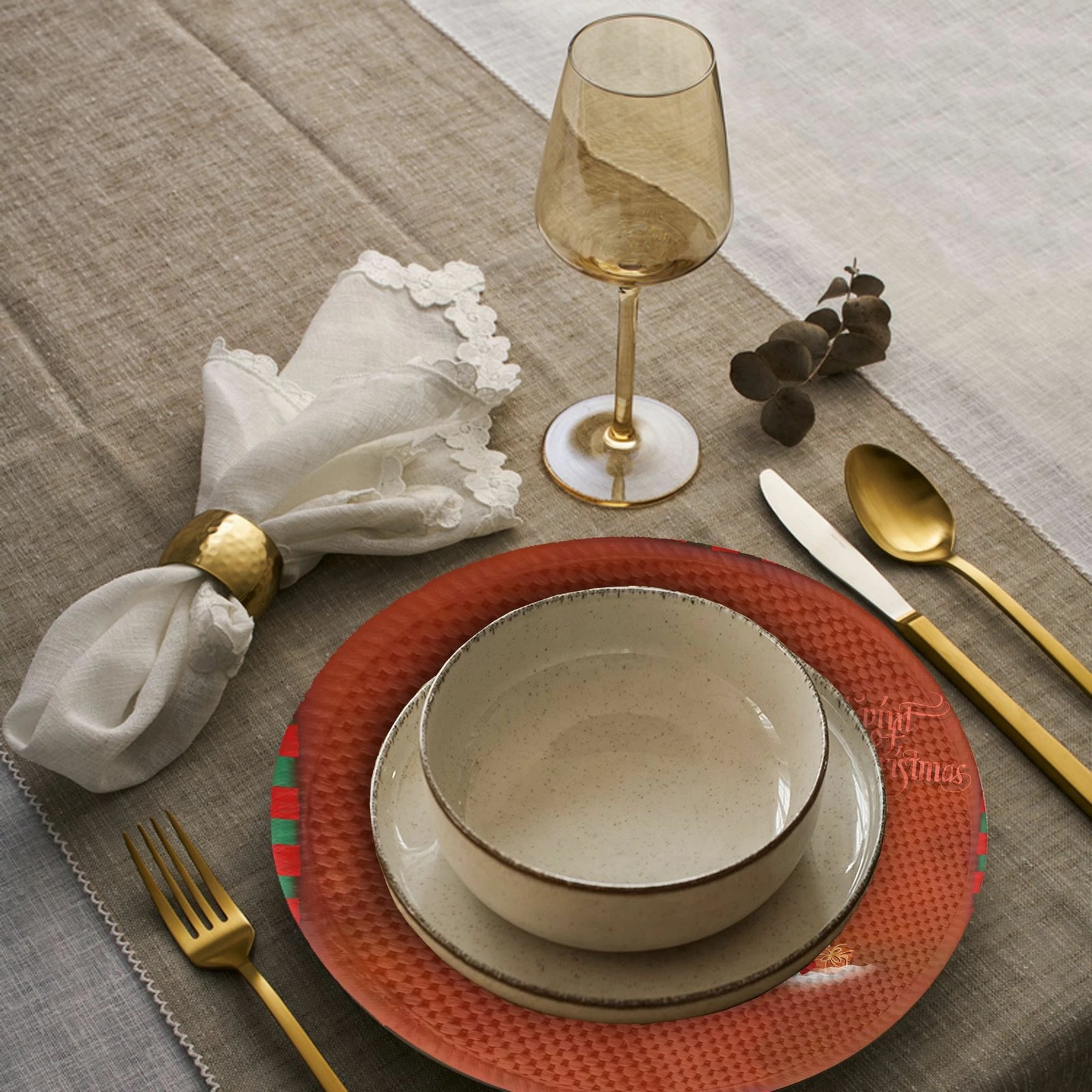 Set nënshtrues tavoline Hermia Concept, model Krishtlindjes, 4 copë, 37cm