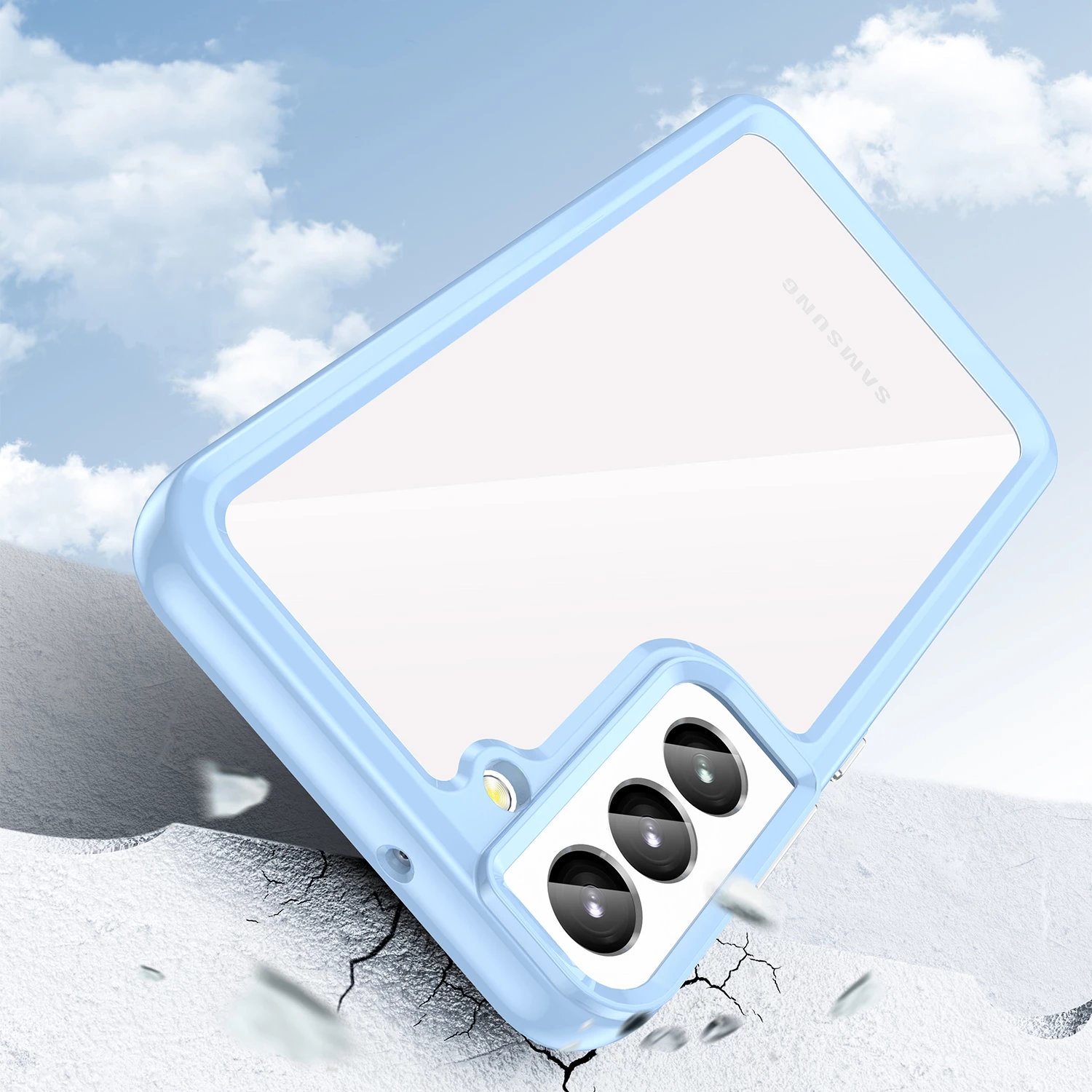 Mbështjellës Hurtel Outer Space Case për Samsung Galaxy S23+, kornizë xhel, kaltër