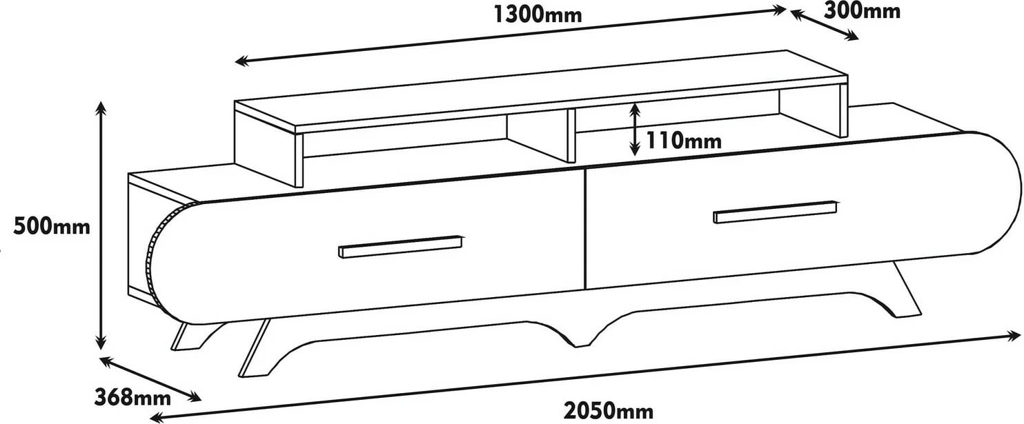 Komodë TV Hanah Home, Flora, ngjyrë arre dhe e bardhë