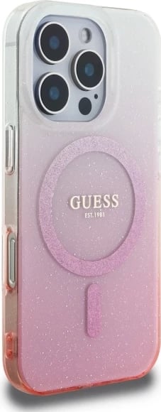 Mbështjellës Guess IML Glitter Gradient MagSafe për iPhone 16 Pro Max, Rozë Mbështjellës Guess IML Glitter Gradient MagSafe për iPhone 16 Pro Max, Rozë