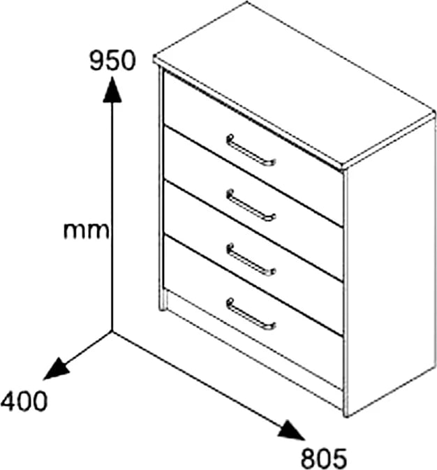 Komodë me 4 sirtarë Olympus, ngjyrë wenge, 80x40x95