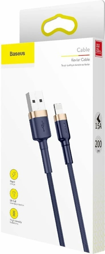 Kabllo Baseus Cafule CALKLF-CV3, USB-A në Lightning, 2m, 1.5A, Blu-Ari