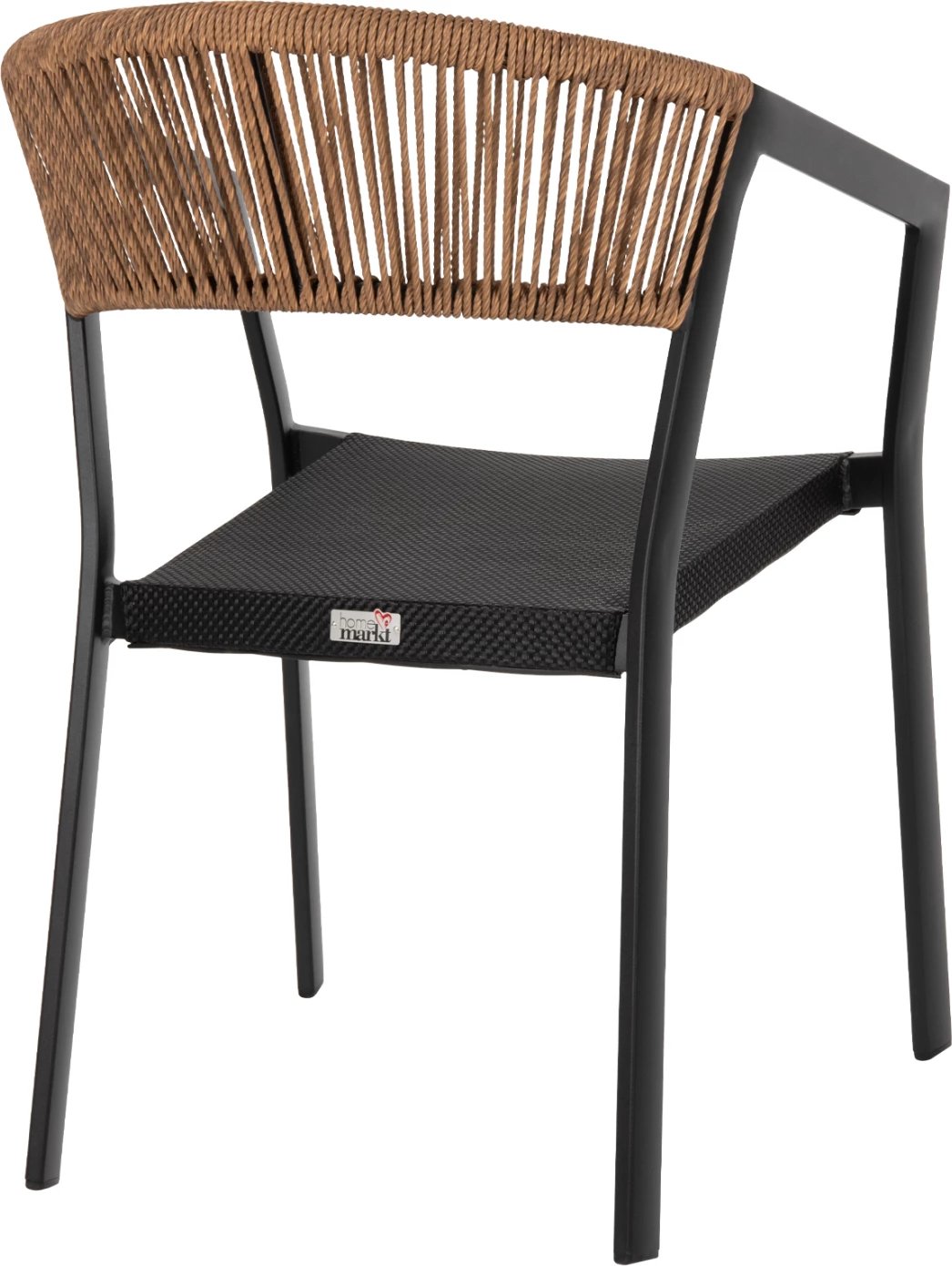 Karrige alumini FH5891.05, kornizë e zezë dhe tekstil, shpinë ratan bezhë, 57.5x59x81.5 cm