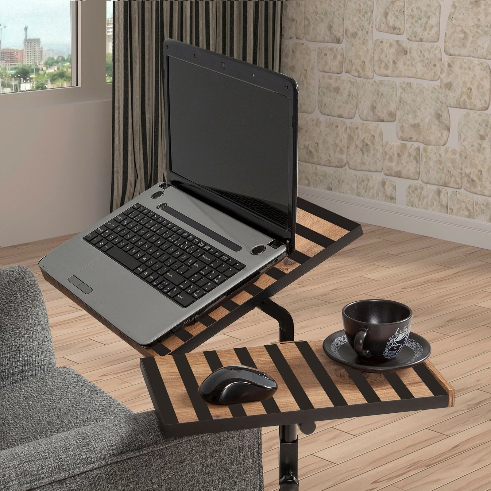 Tavolinë qëndrore për laptop, ngjyrë Atlantic Pine dhe e zezë, Glen 768