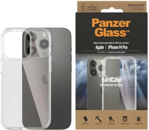 Mbështjellës PanzerGlass HardCase për iPhone 14 Pro, transparent