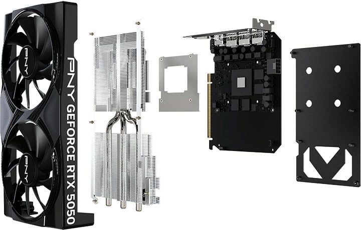 Kartelë grafike PNY GeForce RTX 5050 VCG50508DFXPB1 8GB GDDR6 PCIe 5.0 x8 3 ftohës 3xDisplayPort + HDMI