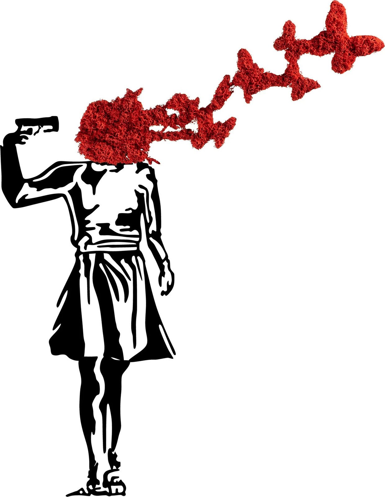 Aksesor dekorativ metalik për mur, Wallity Banksy, e kuqe/zezë, 66x51cm