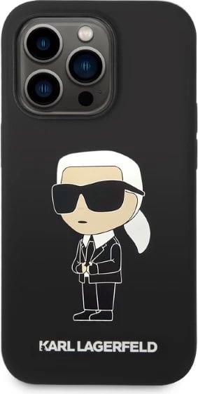 Mbështjellës Karl Lagerfeld Silicone Ikonik për iPhone 14 Pro, i zi