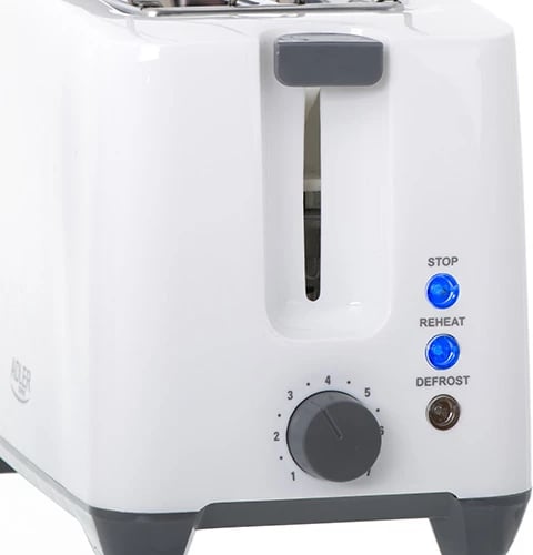 Toster, Adler, AD 3216, 2 feta, 1000W, me rrjetë ngrohëse për bukë/rolle, i bardhë