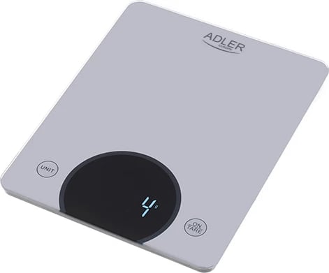 Peshore kuzhine, Adler AD 3173, 10 kg, ekran LED, platformë xhami të temperuar 3 mm, funksion Tare, gri