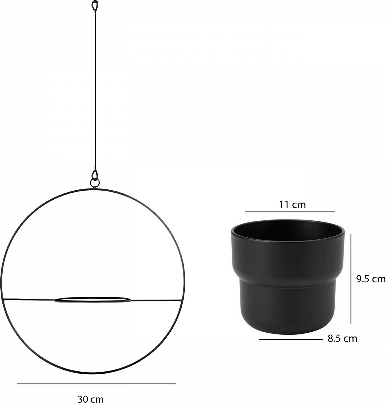 Jardiniere varëse, e zezë, Evila Originals, SEH-4623, 30x130cm