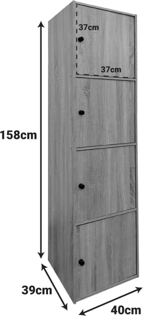 Dollap i lartë Gabino, ngjyrë e bardhë, 40x39x158cm