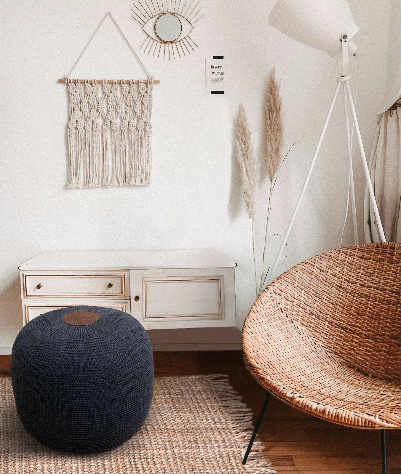 Puf Evila Originals, i butë, ngjyrë antracit