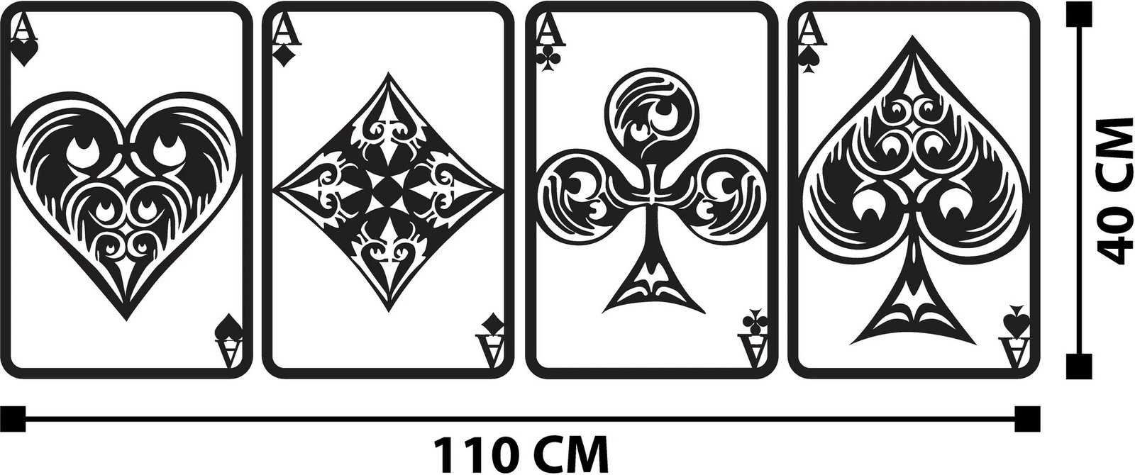 Aksesor dekorativ metalik për mur Wallity, Bedbin, ngjyrë e zezë, 110x40cm