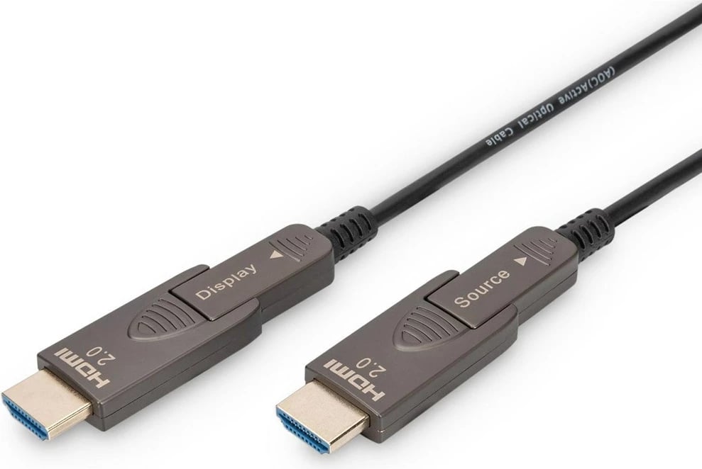 Kabllo HDMI DIGITUS AK-330127-100-S, 10m, Hybrid Fiber Optic, i zi