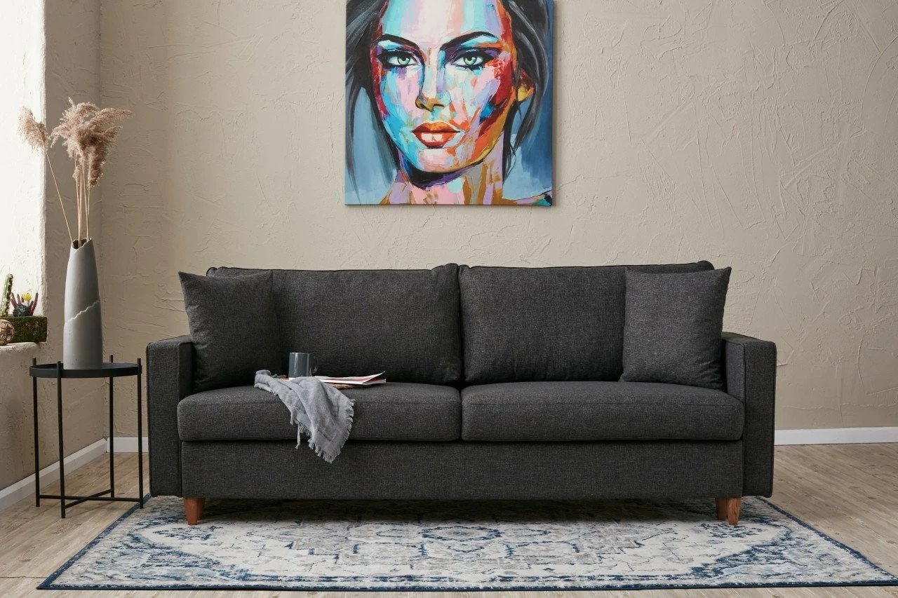 Divan-krevat treshe, ngjyrë antracit, Atelier del Sofa, Eva