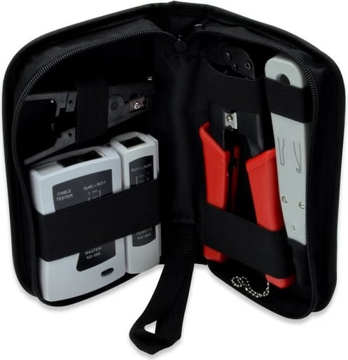 Set veglash rrjeti Digitus DN-94022 me tester, krimpër, punch down tool dhe çantë, e zezë
