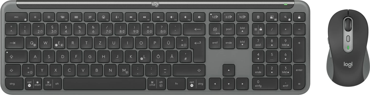 Komplet tastierë dhe maus Logitech MK950 Signature, Wireless, RF Wireless + Bluetooth, QWERTZ, Grafit
