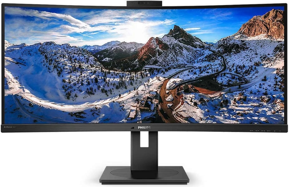 Monitor Philips 346P1CRH/00, 34 inç, VA Curved, 3440x1440, USB-C, Kamerë, E zezë