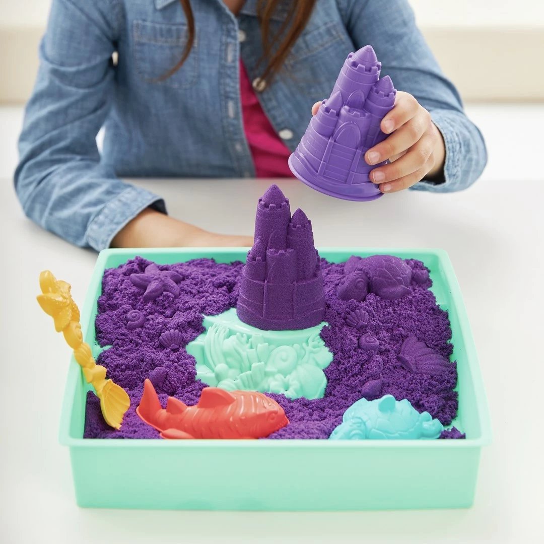 Set rërë kinetike SPIN MASTER, 1lb, me vegla dhe forma, për fëmijë, vjollcë