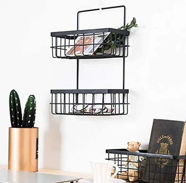 Shportë muri NEXT, metalike, 2 pozicione, e zezë