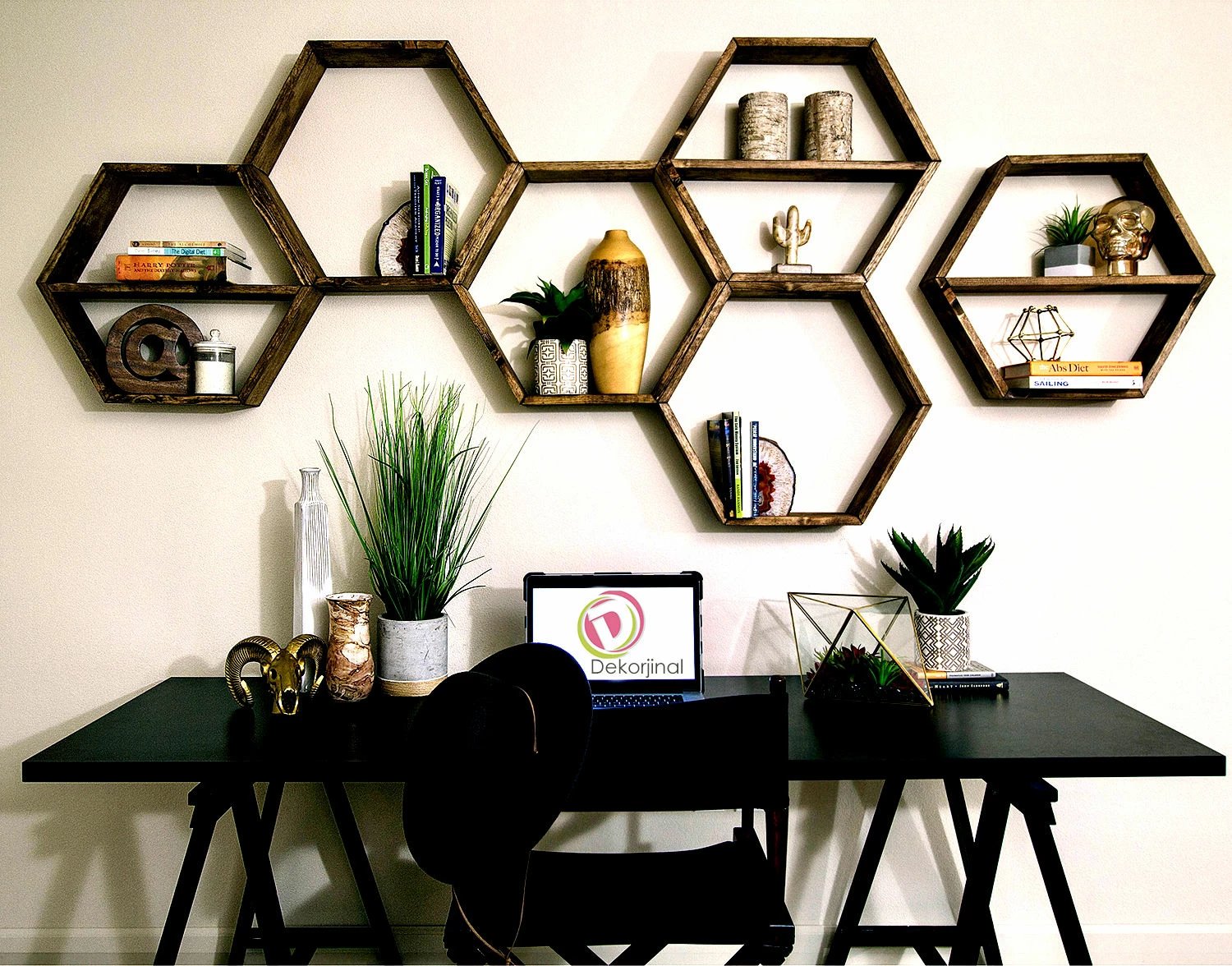 Set rafesh për mur, dru i fortë, ngjyrë arre, Skye Decor, Raf109 (6 copë)