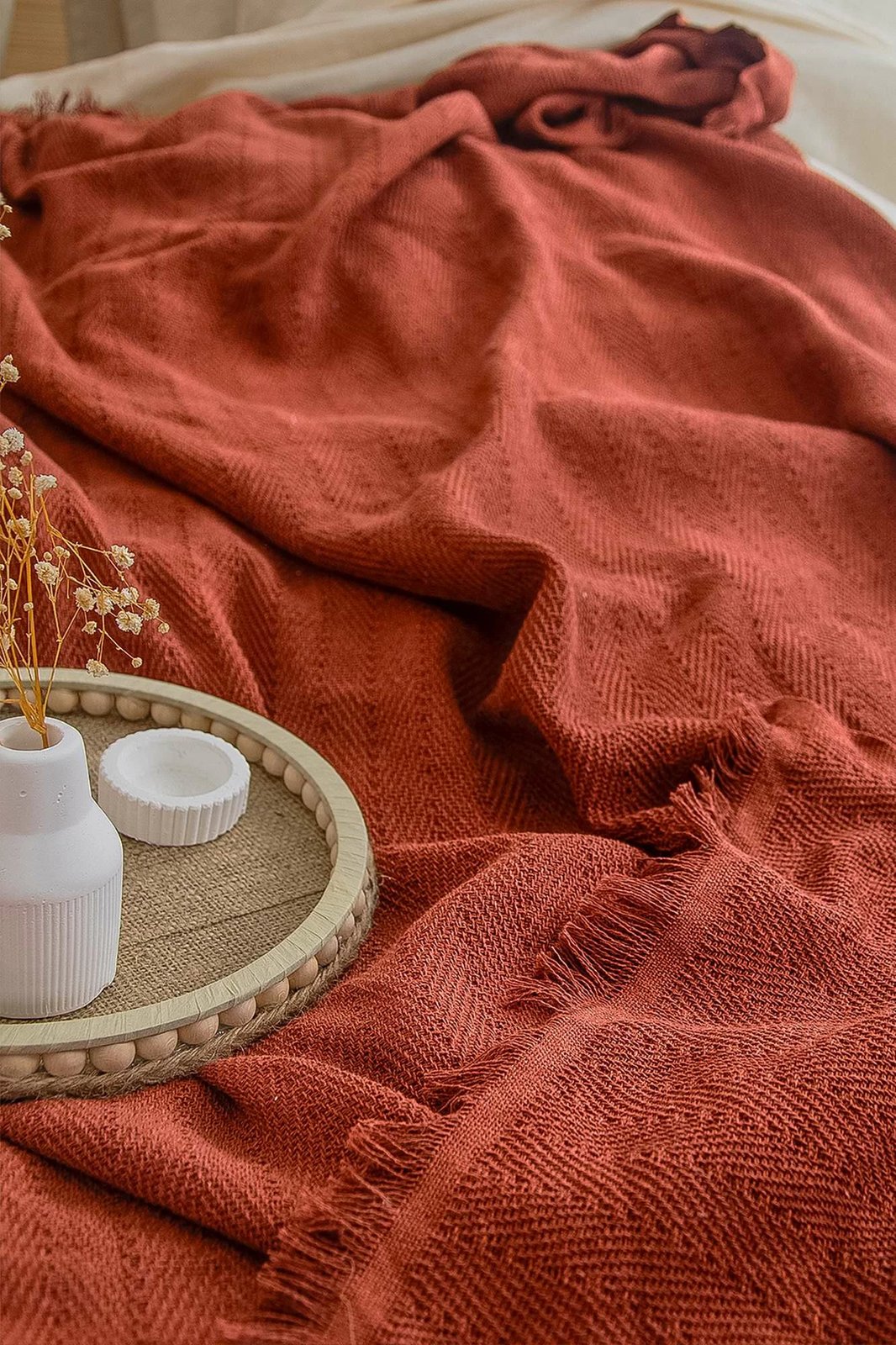 Batanije Double Pique, ngjyrë e kuqe tjegulle, Marla, 220x240cm