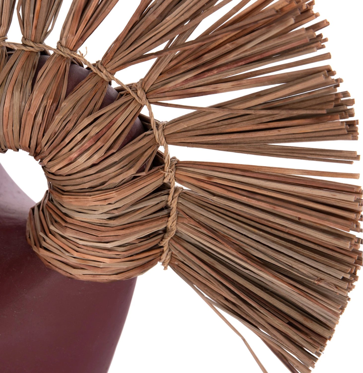 Vazo dekorative tavoline ALICA2, terrakotë, e kuqe maron, me bar të thatë, 44x18x50cm