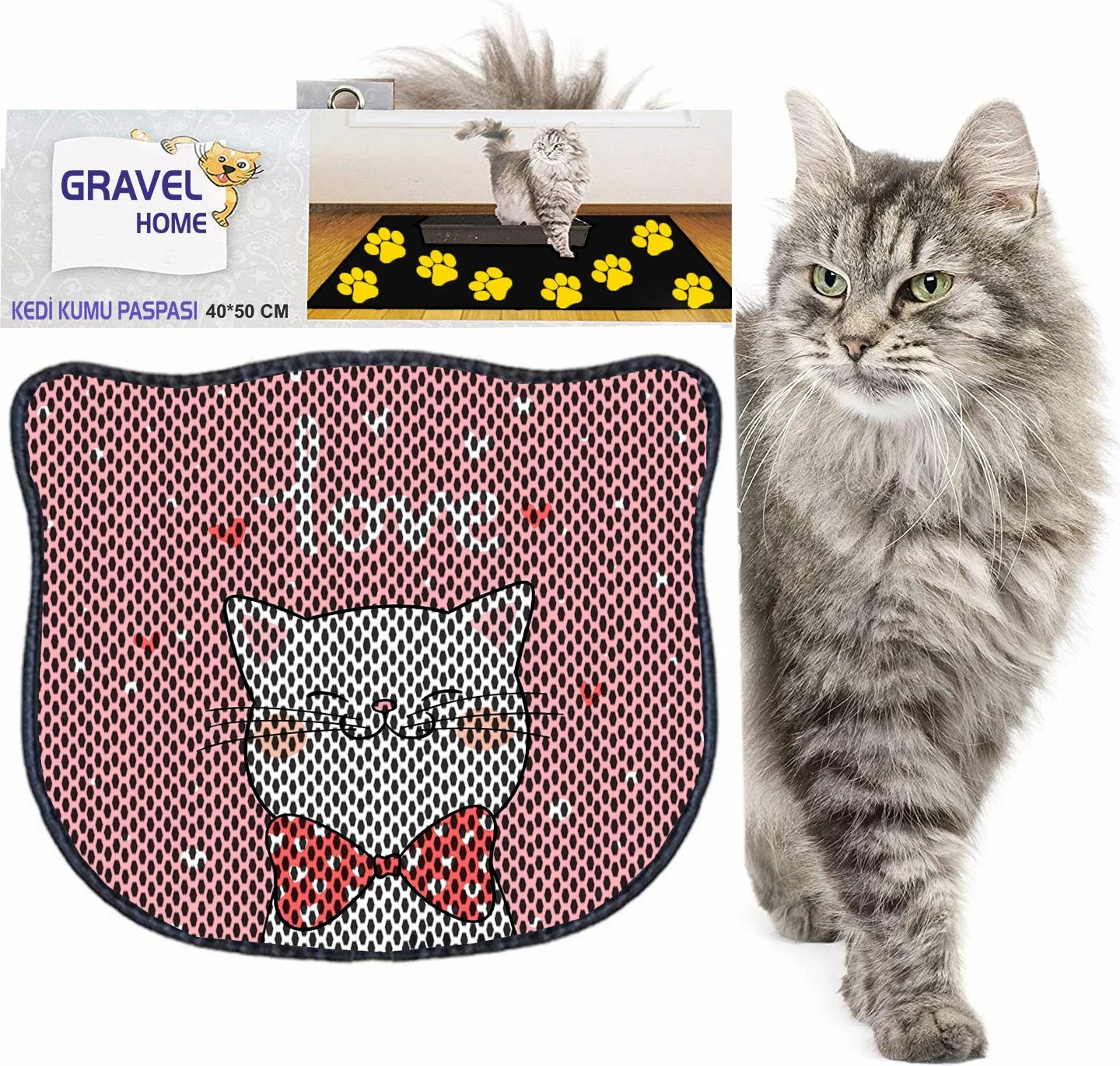 Tapet për rërë mace, shumëngjyrësh, Paws & Whiskers, Kdkafa0163, 40x50cm