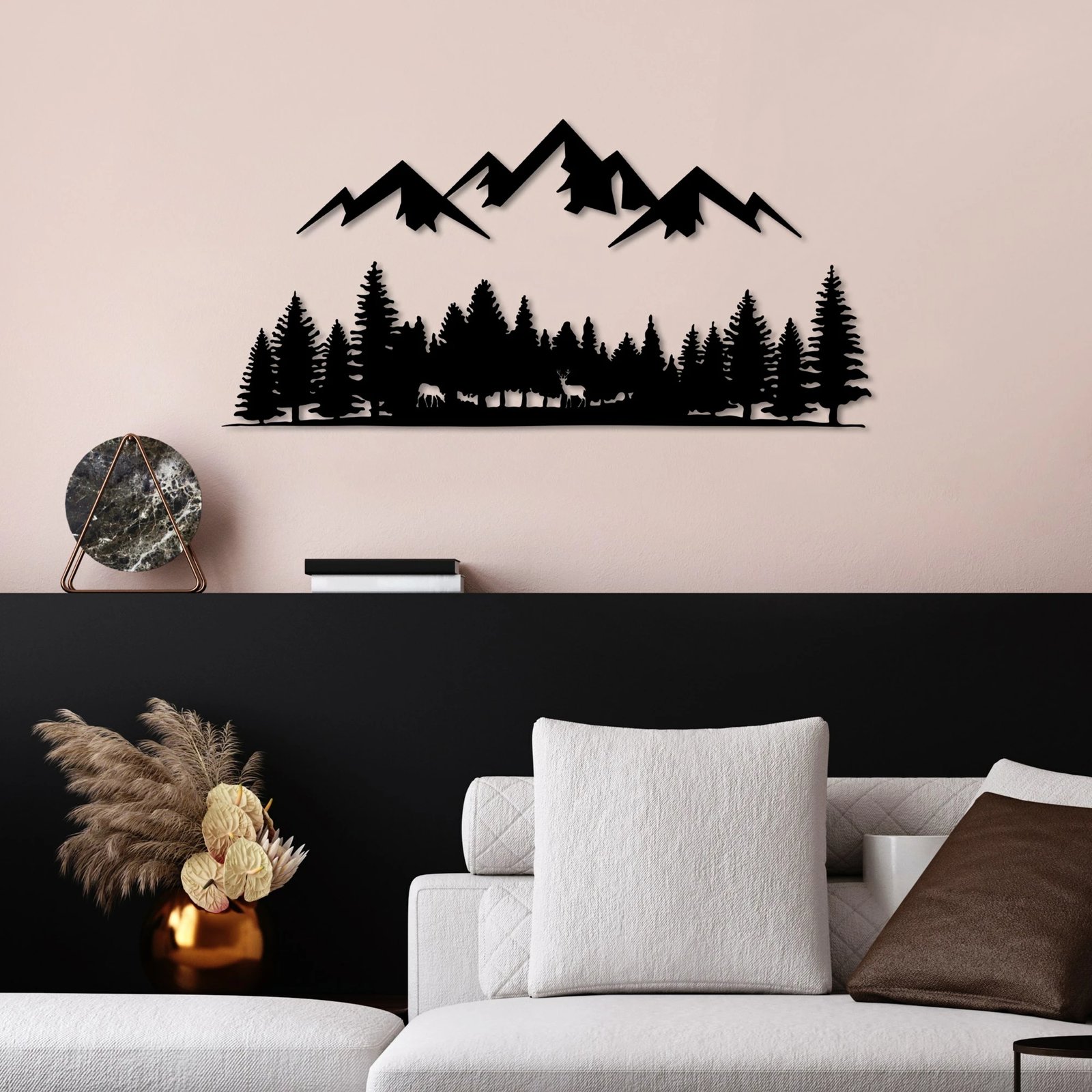 Aksesor dekorativ metalik për mur, Wallity, natyrë dhe male - 5