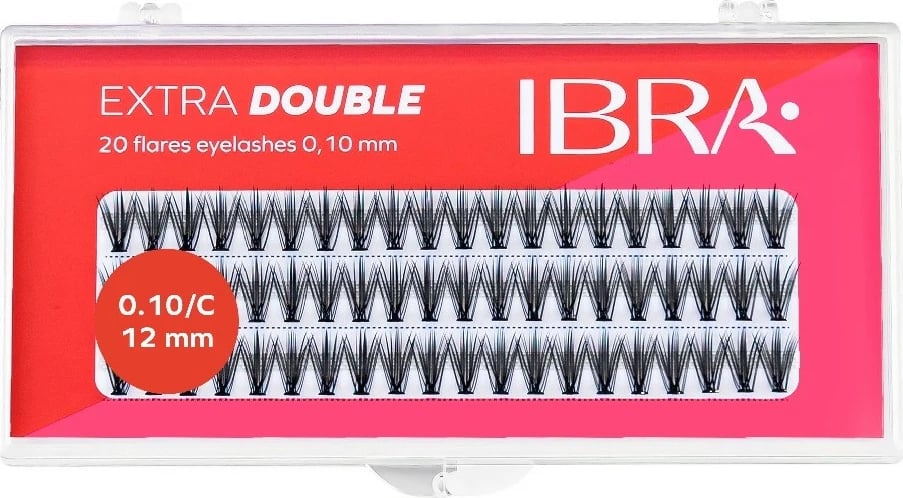 Clusters për qerpikë Ibra Extra Double Knot-Free C 0.10-12mm për femra, e zezë, 20 copë