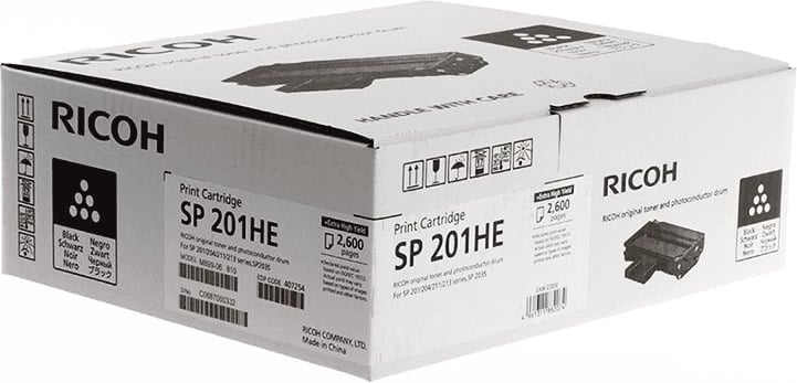 Toner Ricoh SP 201HE 407254 2600 faqe XL, zi