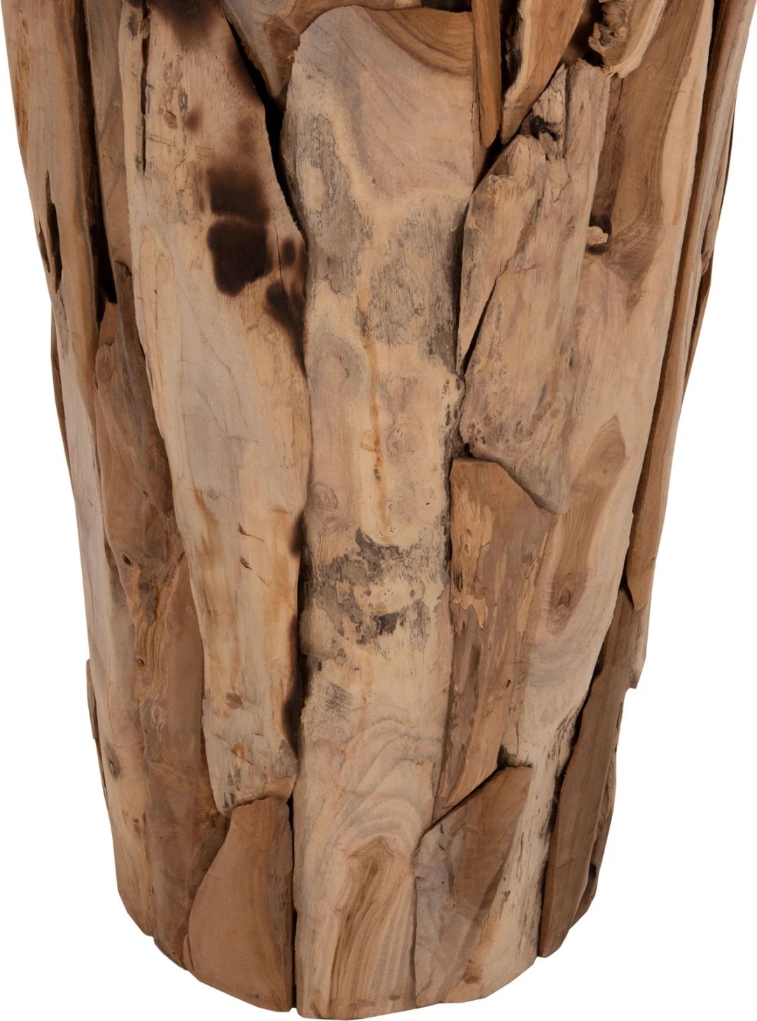 Vazo dekorative për dysheme, copa druri tik, ngjyrë natyrale, Φ60x120H cm