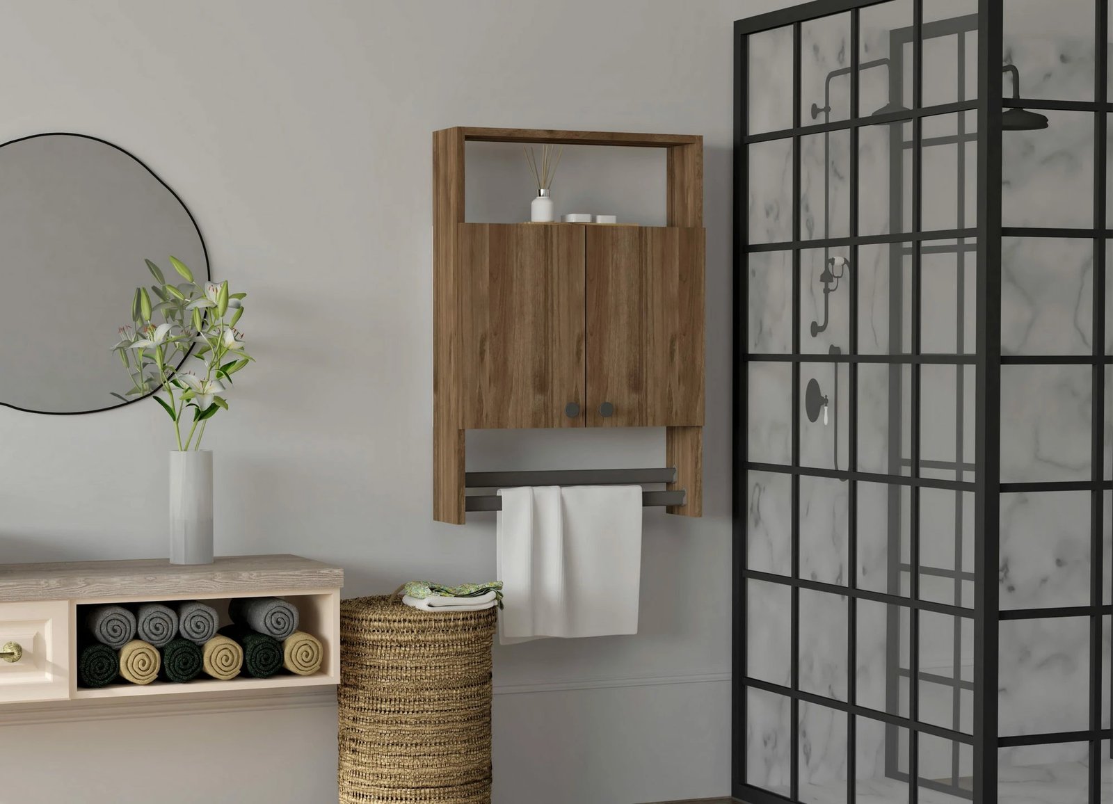 Dollap banjoje Hanah Home, model Ela, ngjyrë arre