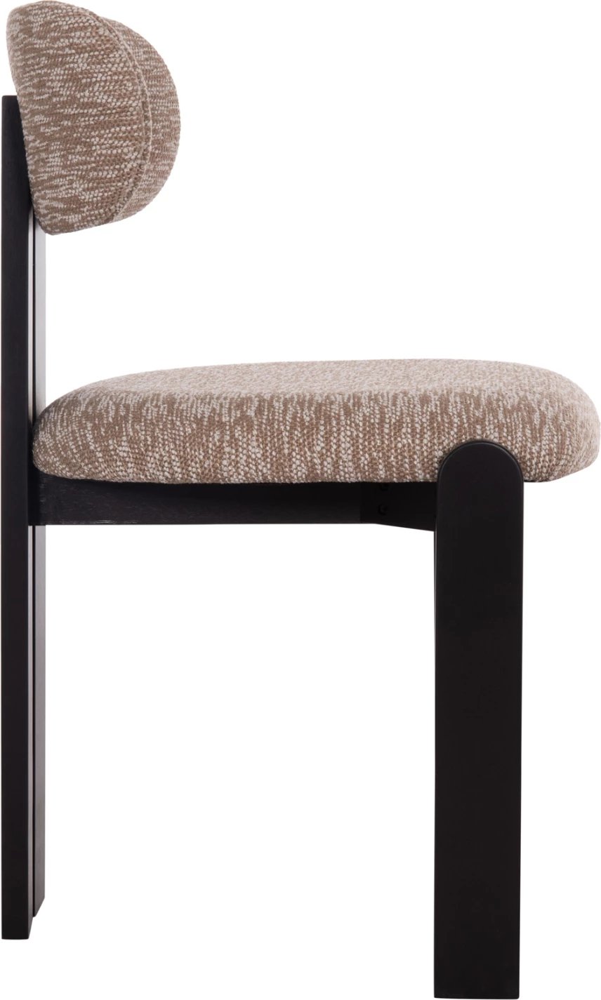 Karrige ngrënieje KARVO, set prej 2 copë, stof kafe, dru i zi, 57x50x78.5cm