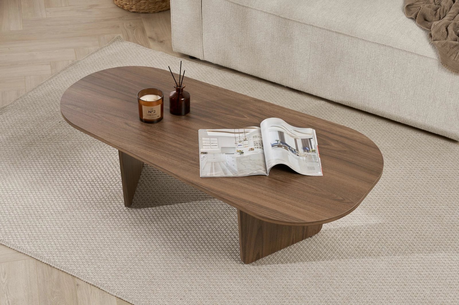 Tavolinë kafeje Nordure, ovale, ngjyrë arre