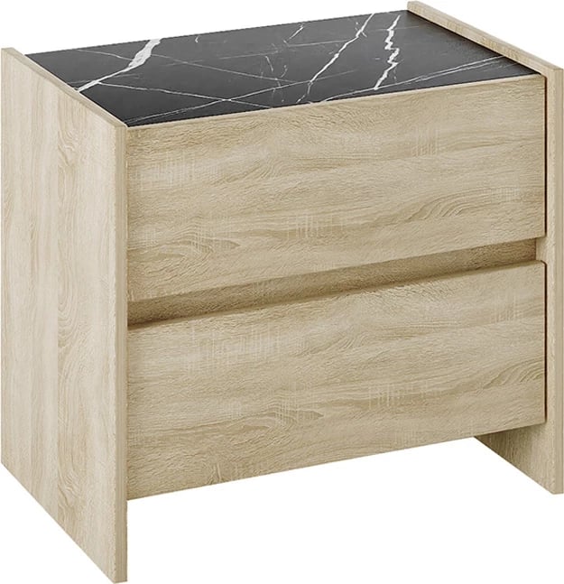 Komodinë GASPER, ngjyrë sonoma dhe gur, 55x36x49