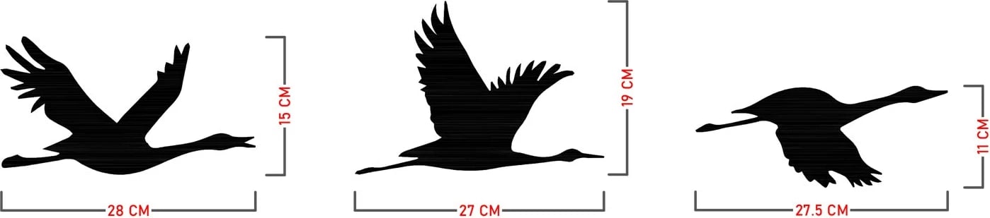 Aksesor muri dekorativ prej metali, Wallity, Mallard, 3 copë, ngjyrë e zezë