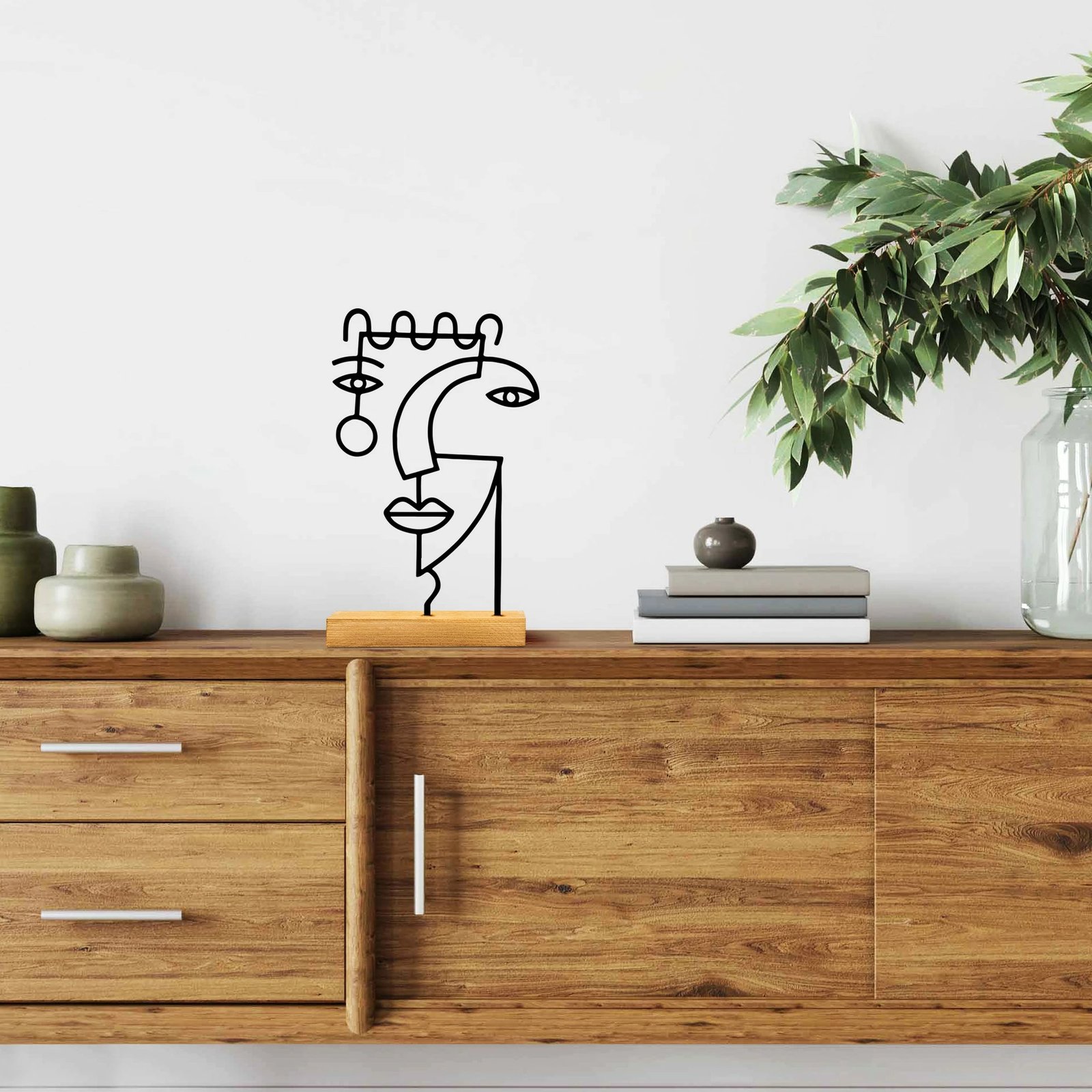 Objekt dekorativ Aberto Design, ngjyrë druri dhe e zezë