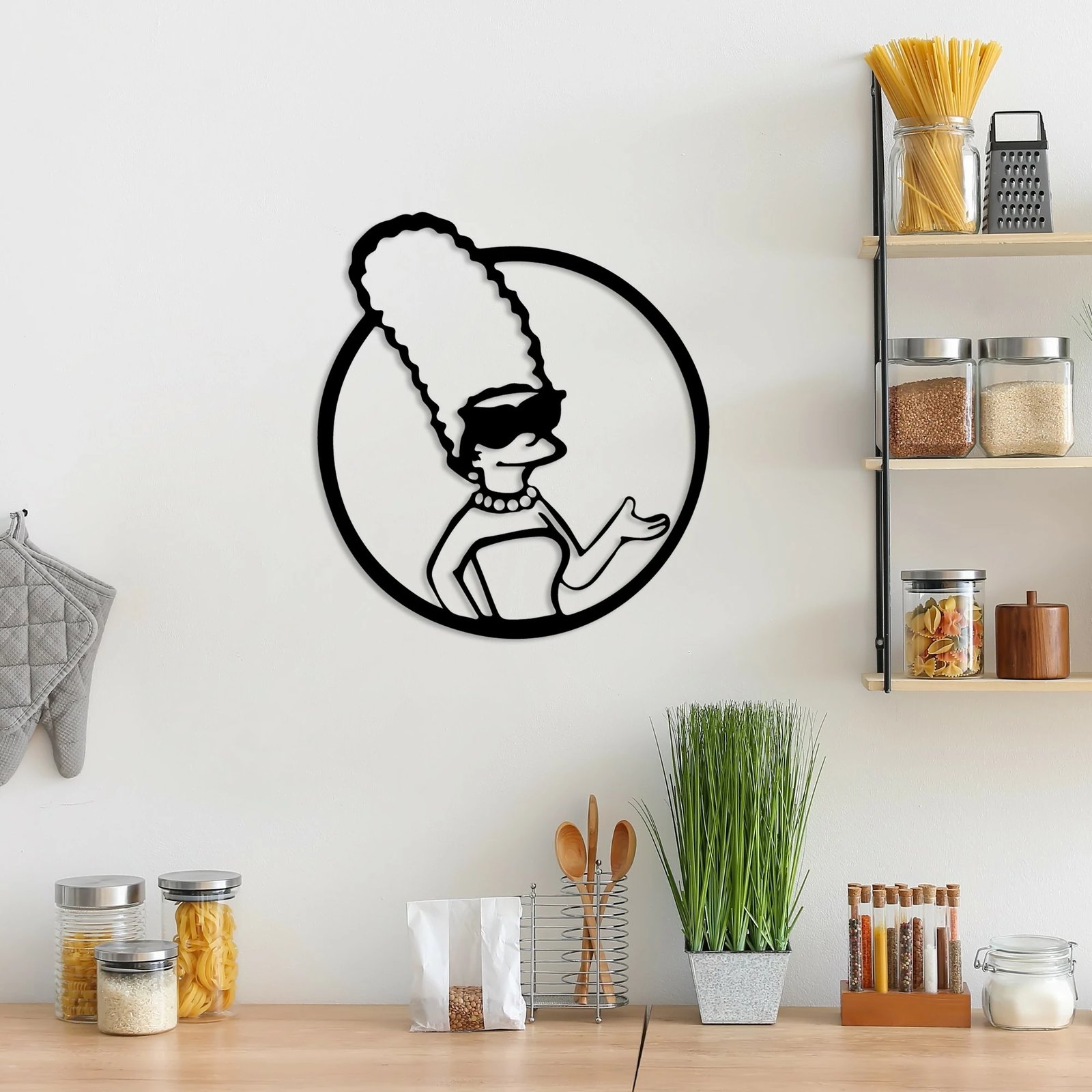 Aksesor dekorativ metalik për mur, Wallity Sımpson 2, ngjyrë e zezë, 33x33cm