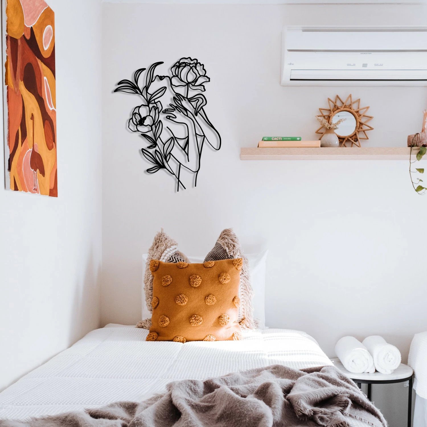 Aksesor dekorativ metalik për mur, Wallity Elif, ngjyrë e zezë, 40x50cm