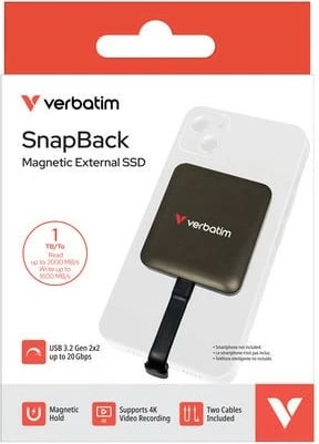 SSD i jashtëm magnetik, Verbatim, SnapBack DQVE32061PLG, 1TB USB-C USB 3.2 Gen 2x2 MagSafe Apple ProRes 4K/60, Mocca